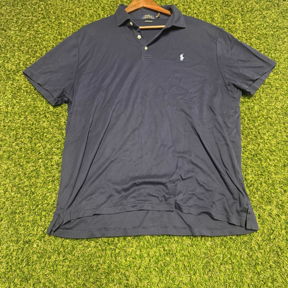 Polo Ralph Lauren Mens XXL Custom Slim Fit Polo Shirt Navy Blue Short Sleeve